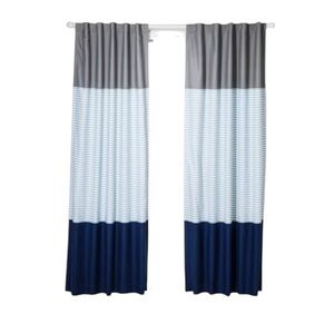 Target Pillowfort Navy gray colorblock Blackout Curtains. 2 panels 52” x 95”